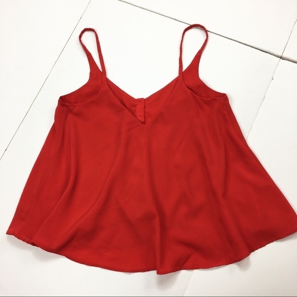 ZARA Ruffle Cropped Camisole Top Red - Picture 3 of 6